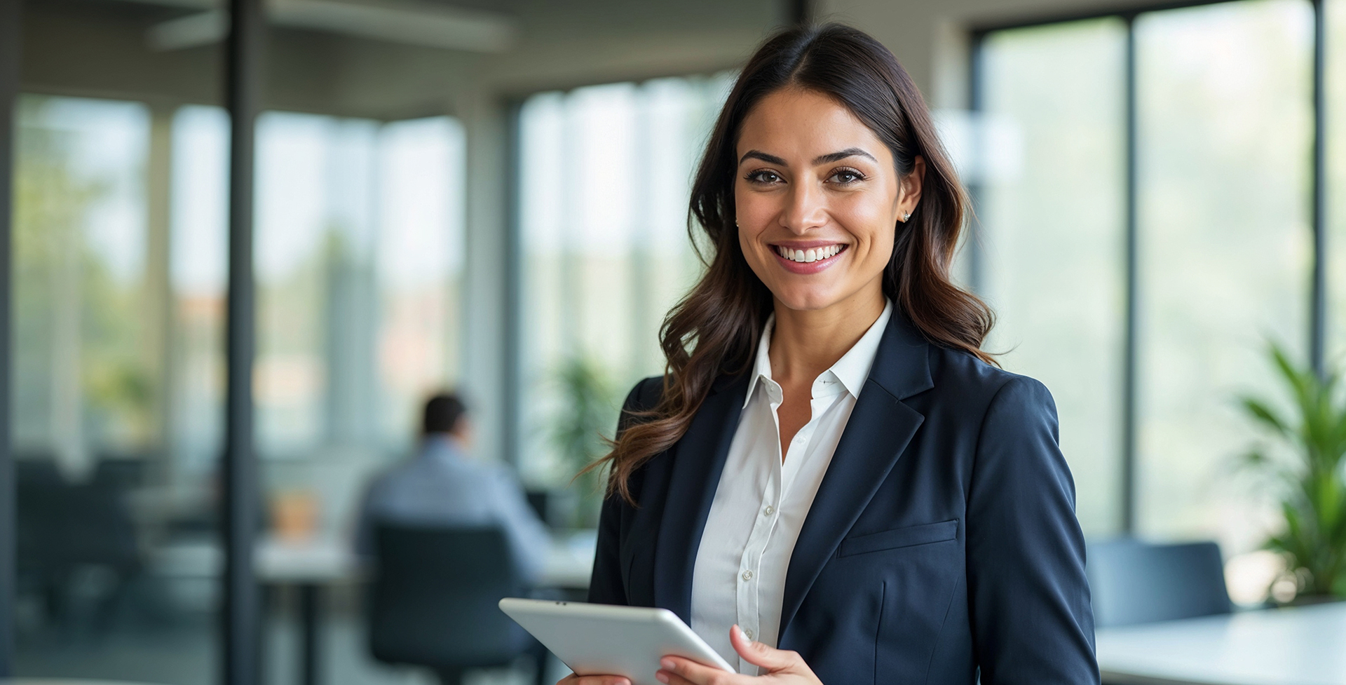 Portrait of young Hispanic professional business woman standing